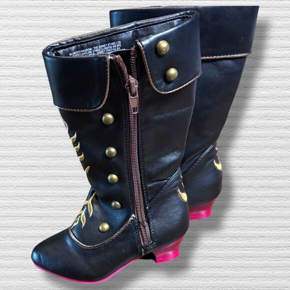 Disney Anna Costume Boot for Kids – Frozen 2 Toddler Size 7/8 Black Embroidered - Picture 1 of 6